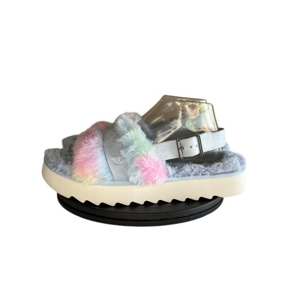 Koolaburra by UGG Fuzz'd Out Adjustable Slide Sandals Size 10 Multicolored - Picture 1 of 6